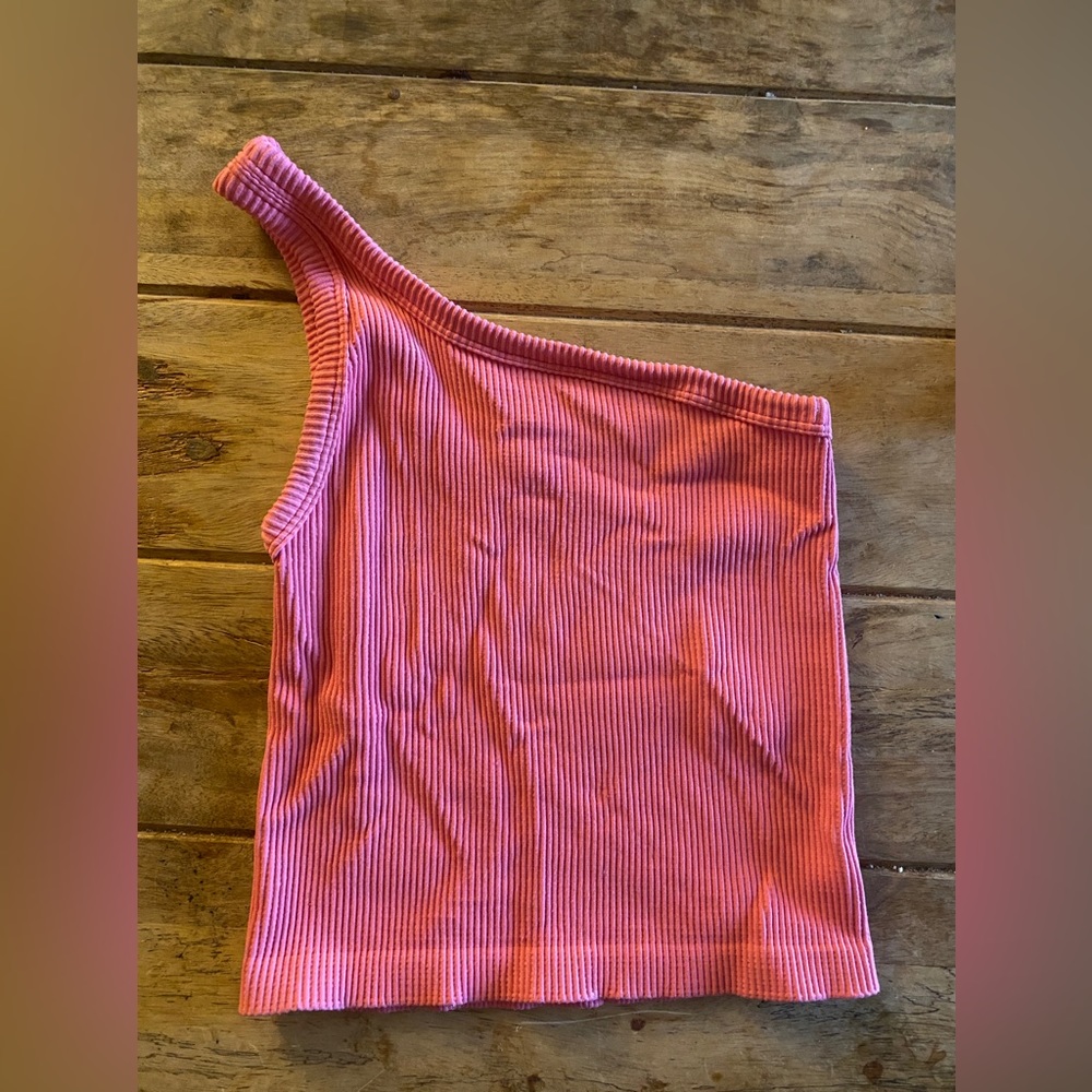one shoulder hot pink top